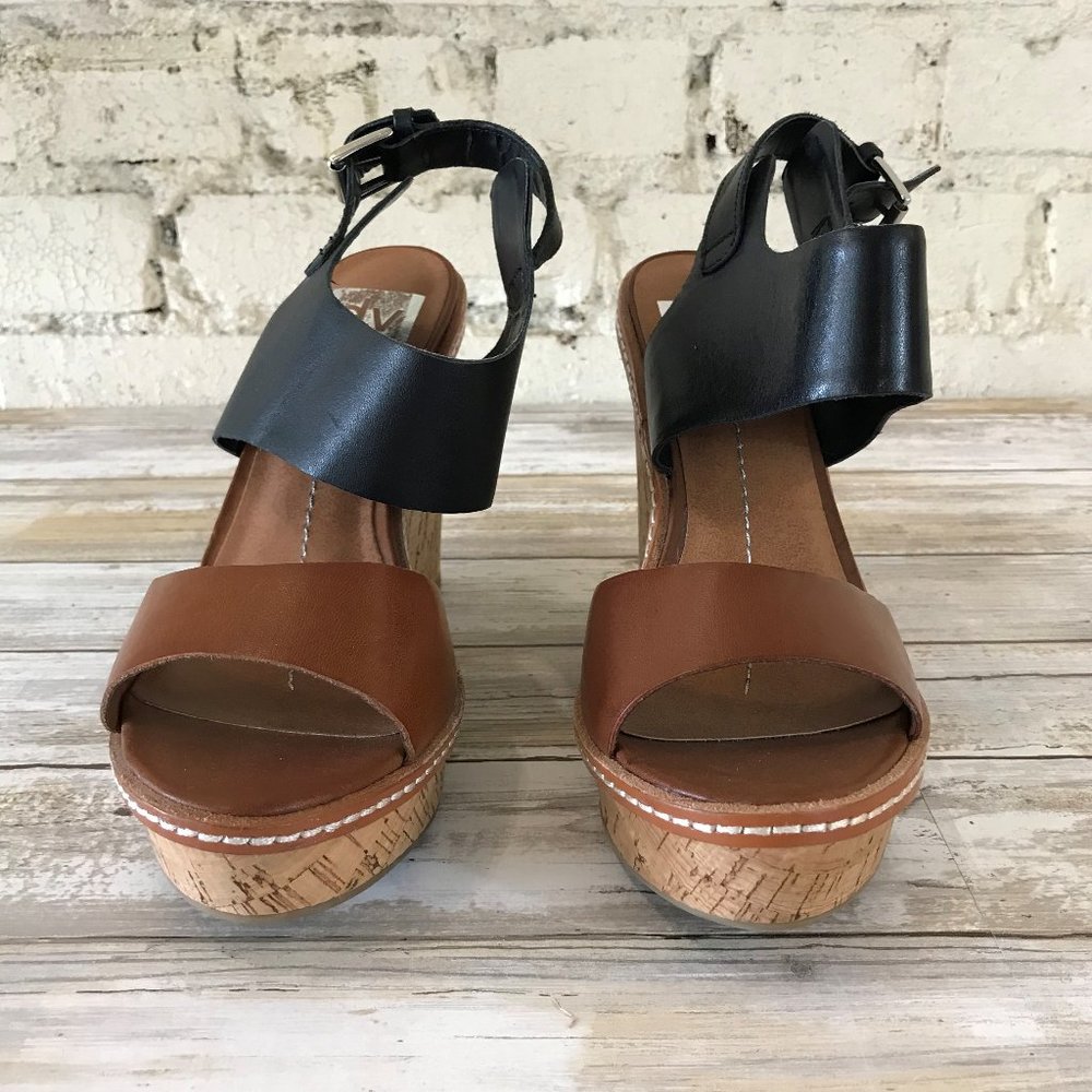 Dolce Vita Cork Wedges With Black Straps Size 7.5